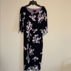 Connected Apparel Pink and Purple Sheath Midi Dress